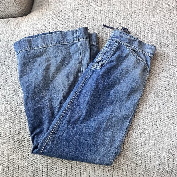 Ralph Lauren Blue Label Cotton Blue Denim Jeans Maxi Skirt Sz 28 M Laced Back - Picture 9 of 9